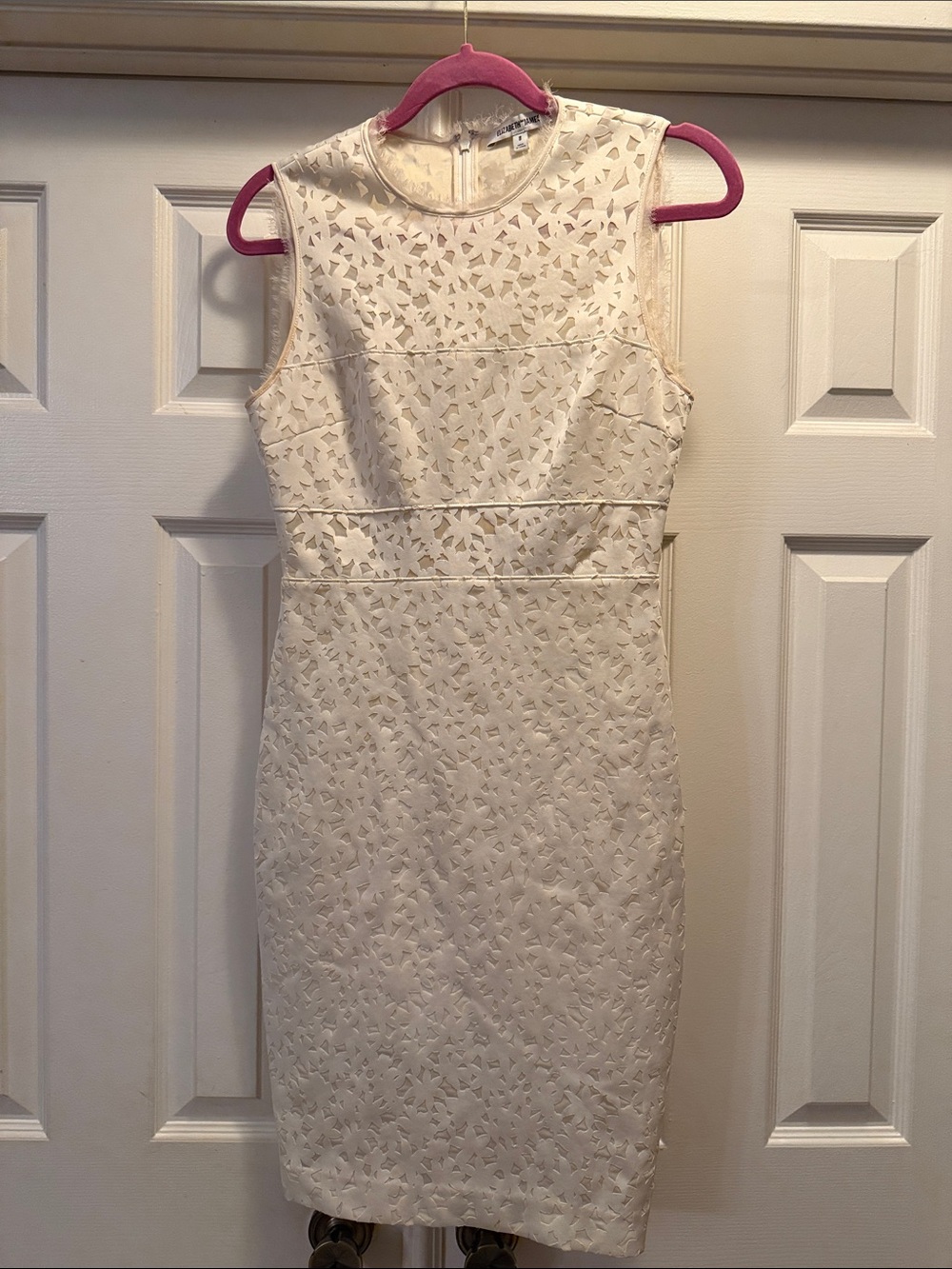 Elizabeth and James Ivory Sleeveless Lace Sheath Dress
